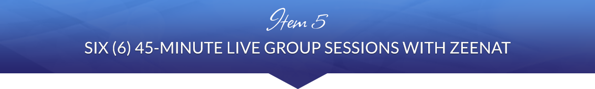 Item 5: Six (6) 45-Minute Live Group Sessions with Zeenat