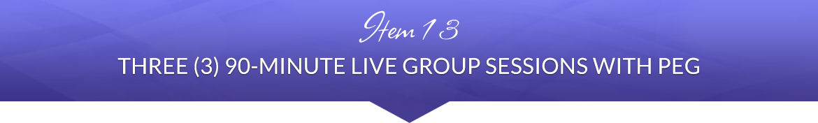 Item 13: Three (3) 90-Minute Live Group Sessions with Peg