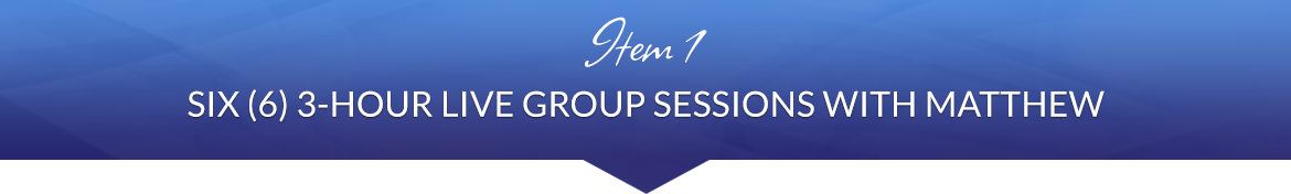 Item 1: Six (6) 3-Hour Live Group Sessions with Matthew